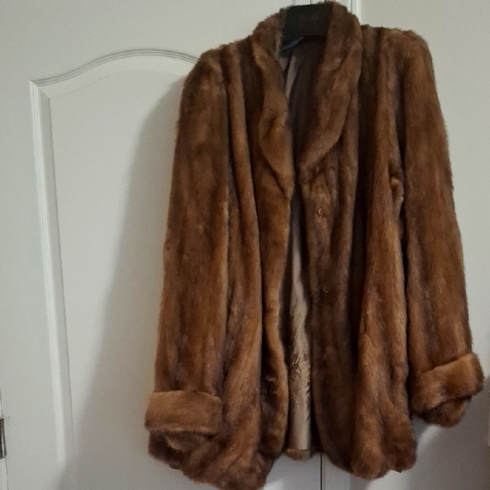Elegant Brown Authentic Mink 3/4 Quater length Fur Coat